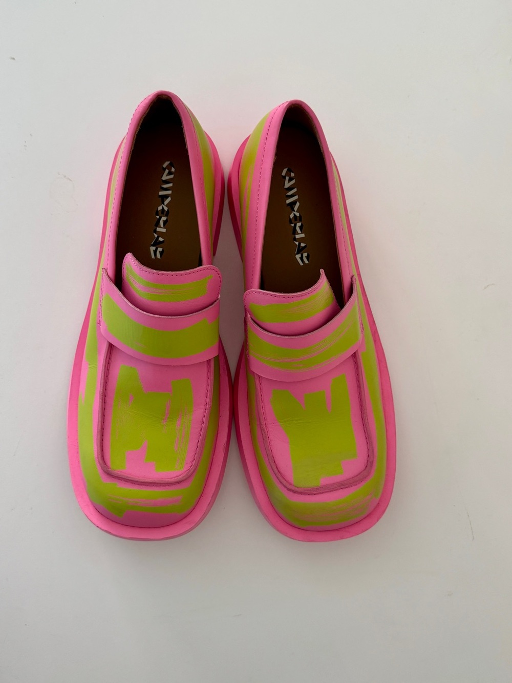 CAMPERLAB Pink & Lime Green Slip-On Loafers (Size 45)